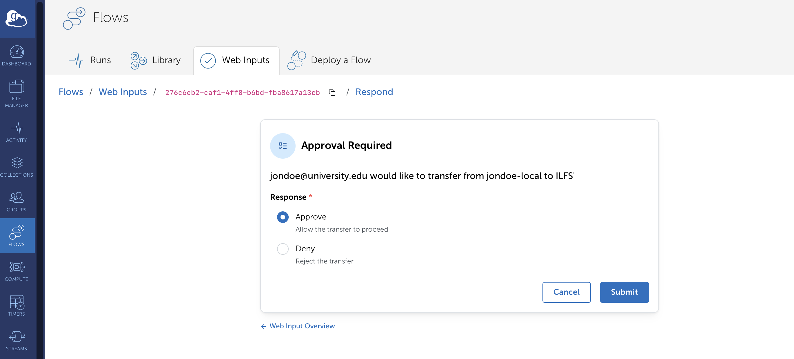 Responding to a Web Input