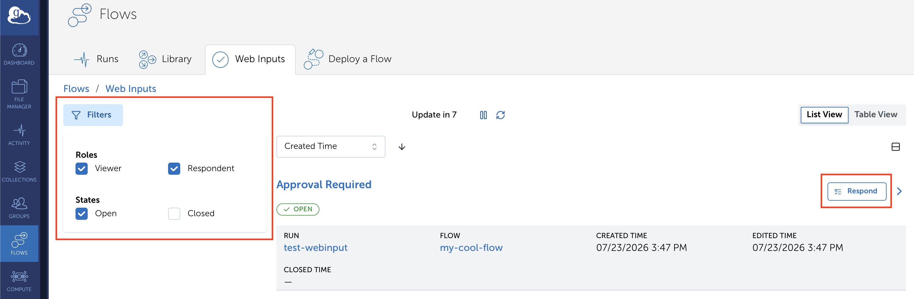 Selecting a Web Input
