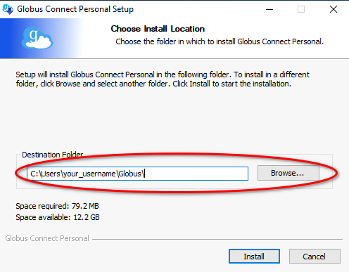 GCP Windows Specify Installation Folder AnonUserName