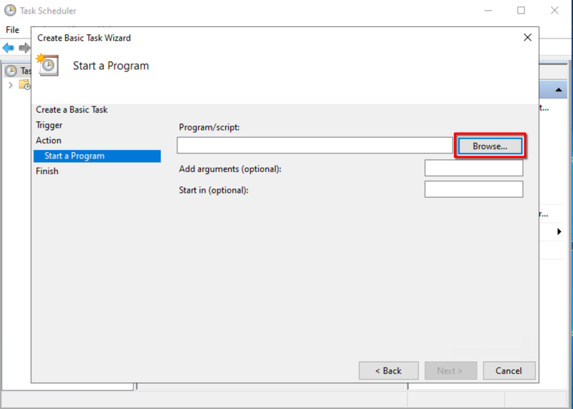 GCP Windows TaskScheduler 6 Select A Prog To Launch