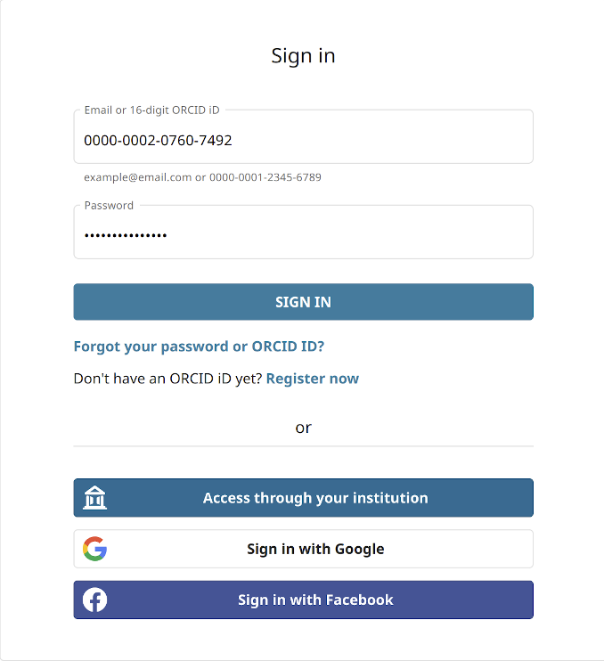 ORCID login